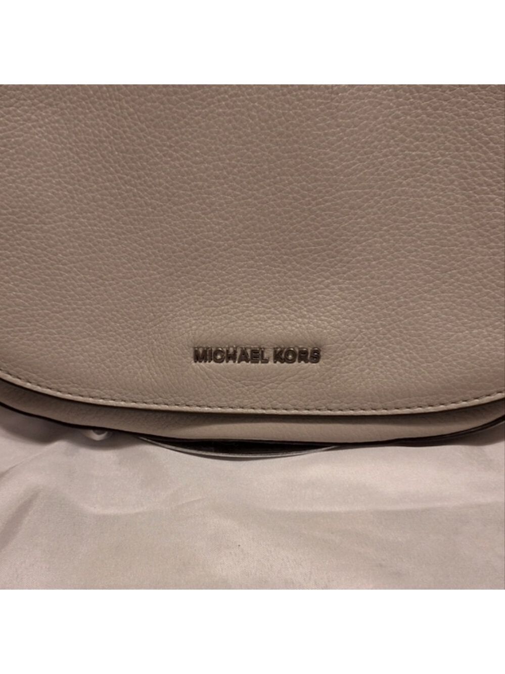 Michael Kors Elsey gray leather saddle bag crossbody with Tassels 10x8 euc - Picture 4 of 13
